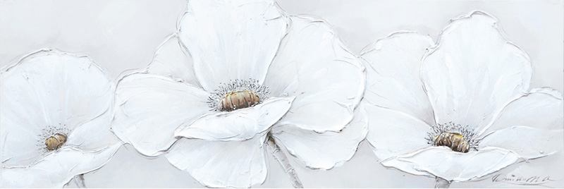 PXFC303 Wall décor art oil on canvas floral white grey tones